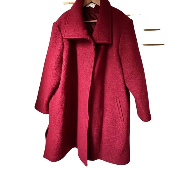 VINTAGE LIZ CLAIBORNE Woman Red Wool Winter Coat Dressy Jacket 22W PLUS SIZE EUC - Picture 1 of 16